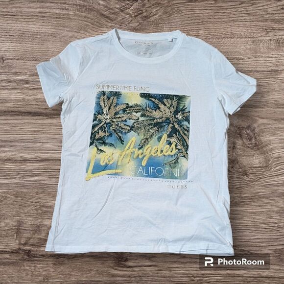 Guess White Los Angeles Tee Shirt - Picture 1 of 4